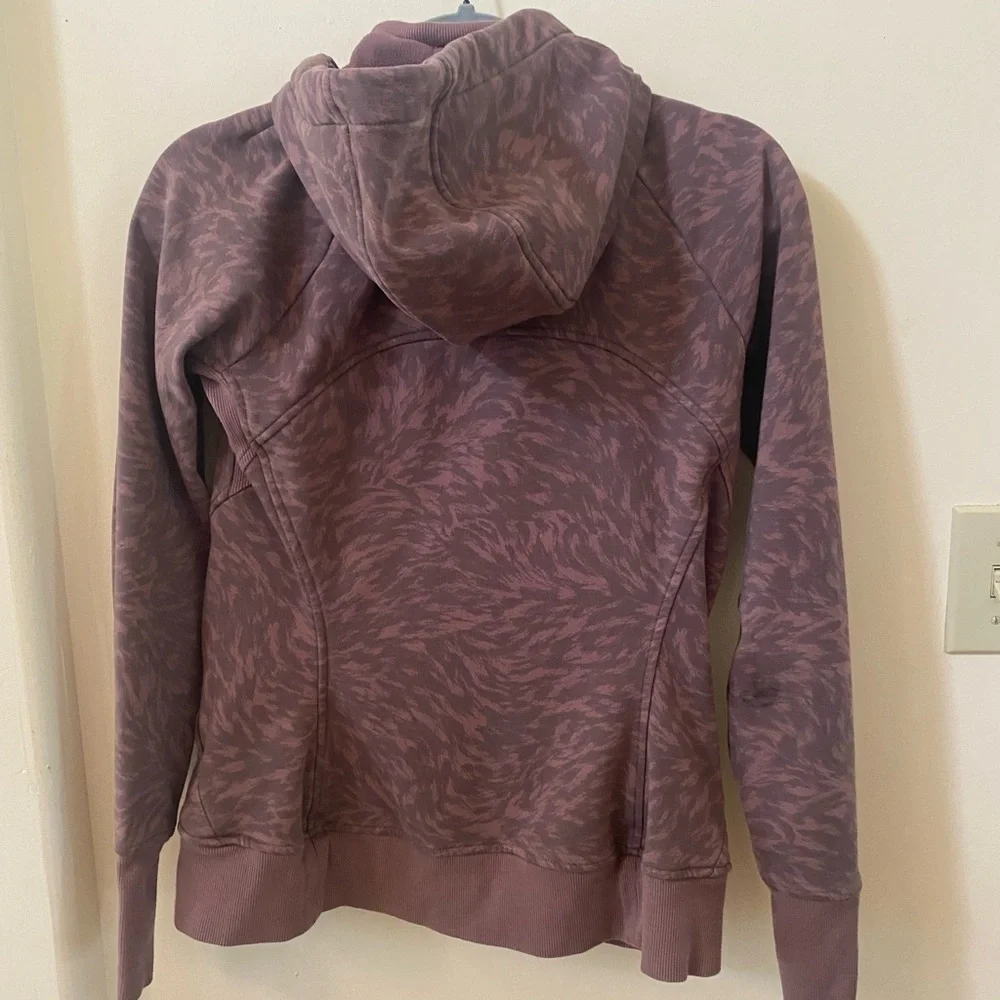 ATHLETA TRIUMPH PRINTED SMOKE ALMOND BROWN LYNX PATTERNED HOODIE SIZE S - Picture 8 of 10